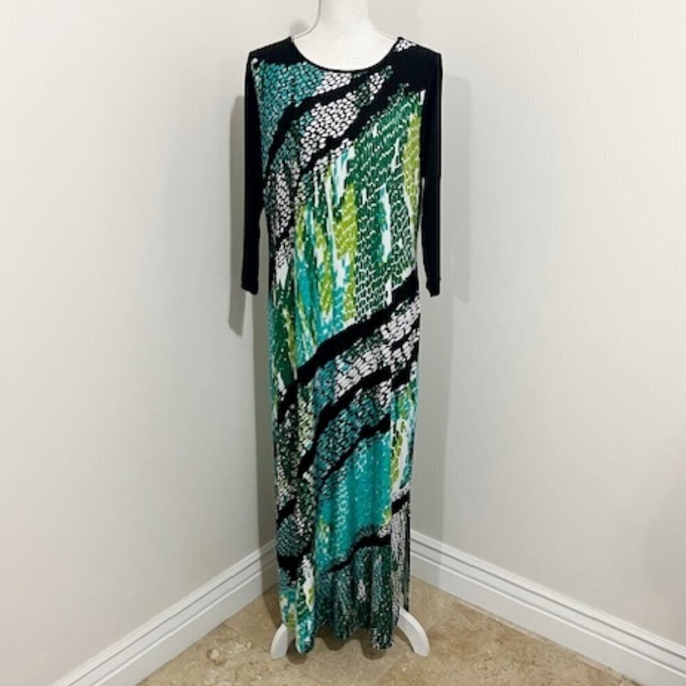 Elegant Green and Black Maxi Dress